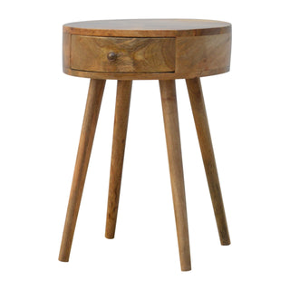 Circular Bedside Table in Oak Finish