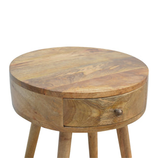 Circular Bedside Table in Oak Finish