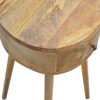 Circular Bedside Table in Oak Finish