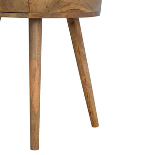 Circular Bedside Table in Oak Finish