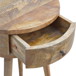 Circular Bedside Table in Oak Finish