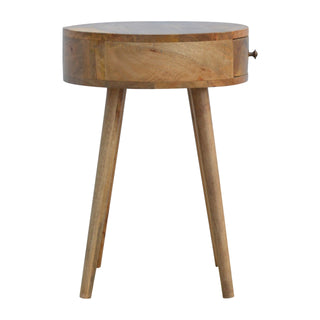 Circular Bedside Table in Oak Finish