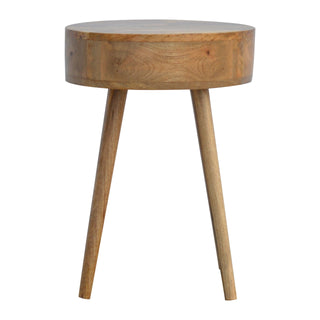 Circular Bedside Table in Oak Finish