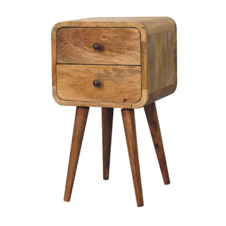 Narrow Curved Bedside Table - 2 Drawers