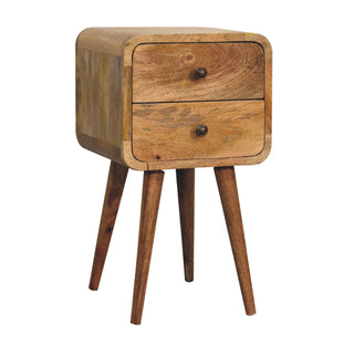 Narrow Curved Bedside Table - 2 Drawers