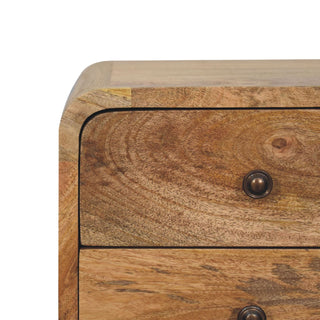 Narrow Curved Bedside Table - 2 Drawers