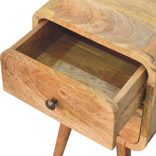 Narrow Curved Bedside Table - 2 Drawers