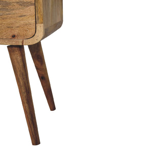 Narrow Curved Bedside Table - 2 Drawers