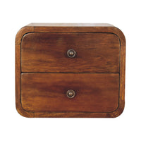 Curved Floating Bedside Table in Chestnut Finish