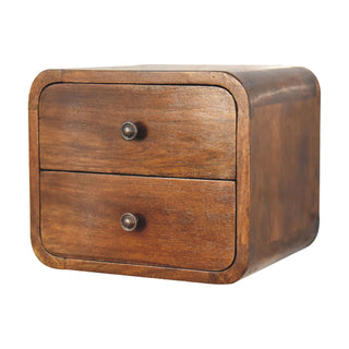 Curved Floating Bedside Table in Chestnut Finish