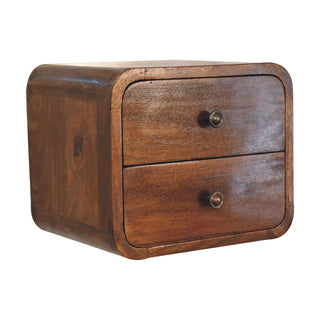 Curved Floating Bedside Table in Chestnut Finish