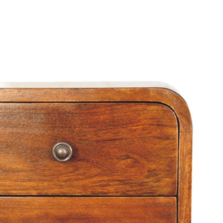 Curved Floating Bedside Table in Chestnut Finish