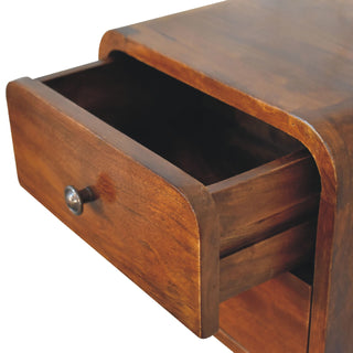 Curved Floating Bedside Table in Chestnut Finish