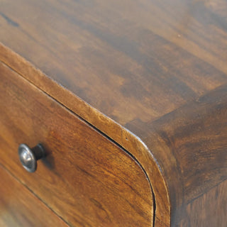 Curved Floating Bedside Table in Chestnut Finish
