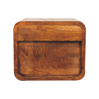 Curved Floating Bedside Table in Chestnut Finish