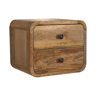 Curved Floating Bedside Table in Oak Finish