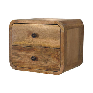Curved Floating Bedside Table in Oak Finish