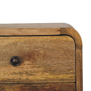 Curved Floating Bedside Table in Oak Finish