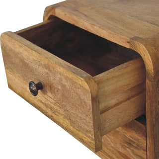 Curved Floating Bedside Table in Oak Finish