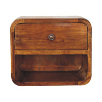 Curved Floating Bedside Table - 1 Drawer 1 Shelf