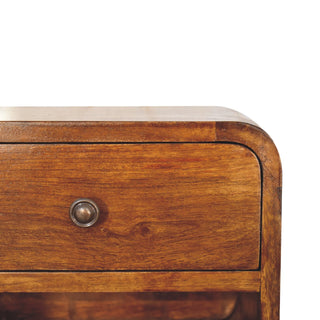 Curved Floating Bedside Table - 1 Drawer 1 Shelf
