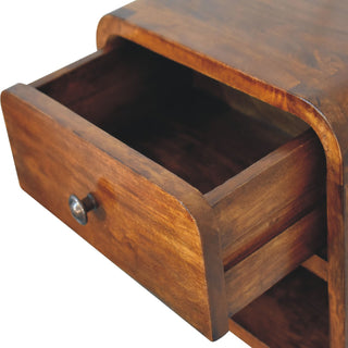 Curved Floating Bedside Table - 1 Drawer 1 Shelf