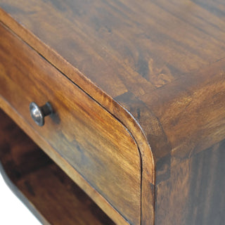 Curved Floating Bedside Table - 1 Drawer 1 Shelf