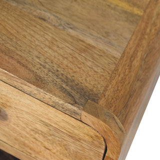 Curved Floating Bedside Table - 1 Drawer 1 Shelf in Oak Finish