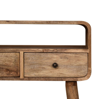 Curved Narrow Console Table in Oak Finish