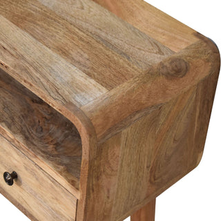 Curved Narrow Console Table in Oak Finish