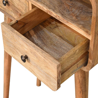 Curved Narrow Console Table in Oak Finish