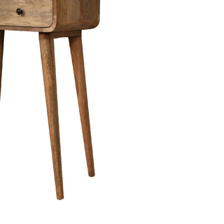 Curved Narrow Console Table in Oak Finish