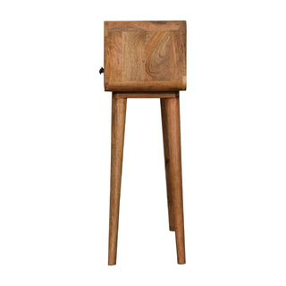 Curved Narrow Console Table in Oak Finish
