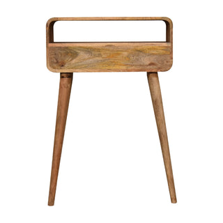 Curved Narrow Console Table in Oak Finish
