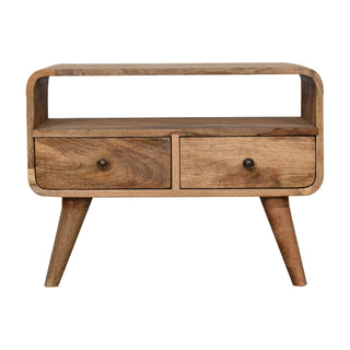 Narrow Curved TV Unit in Oak Finish