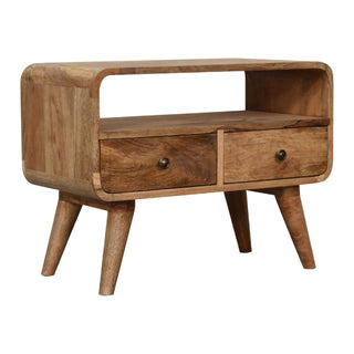 Narrow Curved TV Unit in Oak Finish