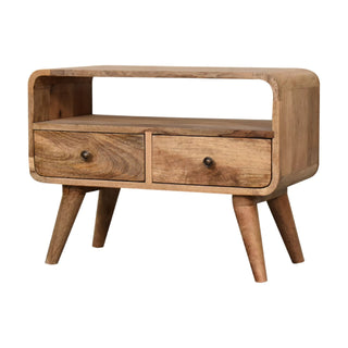 Narrow Curved TV Unit in Oak Finish
