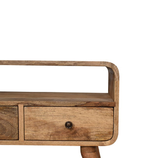 Narrow Curved TV Unit in Oak Finish