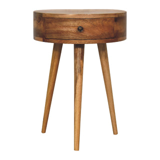 Semi-Circular Bedside Table in Oak Finish