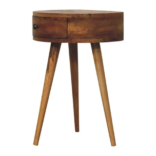Semi-Circular Bedside Table in Oak Finish