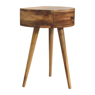 Semi-Circular Bedside Table in Oak Finish