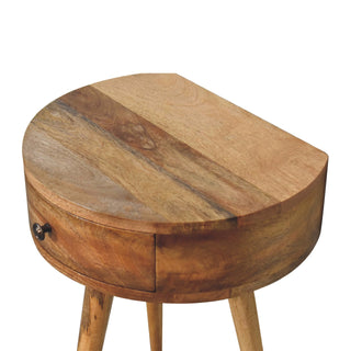 Semi-Circular Bedside Table in Oak Finish