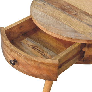 Semi-Circular Bedside Table in Oak Finish