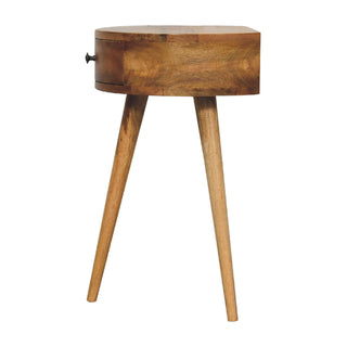 Semi-Circular Bedside Table in Oak Finish
