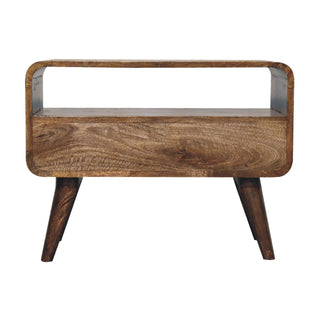 Narrow Curved TV Unit in Grey-Wash Finish