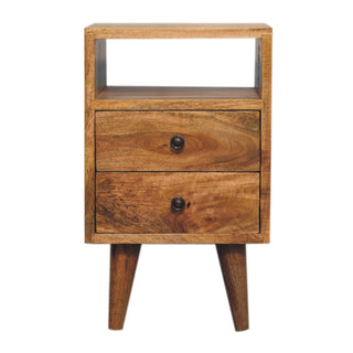 Narrow Classic Bedside Table in Oak Finish
