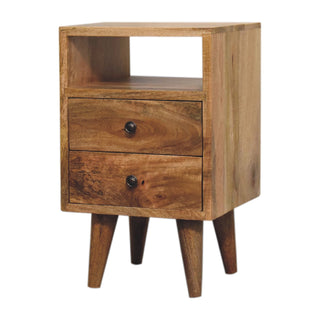 Narrow Classic Bedside Table in Oak Finish