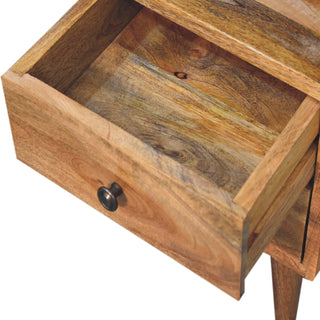 Narrow Classic Bedside Table in Oak Finish