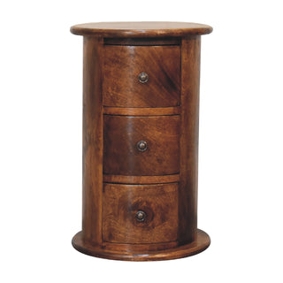Chestnut Finish Narrow Drum Chest – 3 Drawer