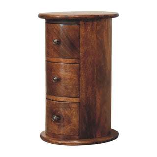 Chestnut Finish Narrow Drum Chest – 3 Drawer
